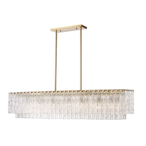 Glacier 7 Light Modern Gold Island Chadelier with Clear Glass Shade