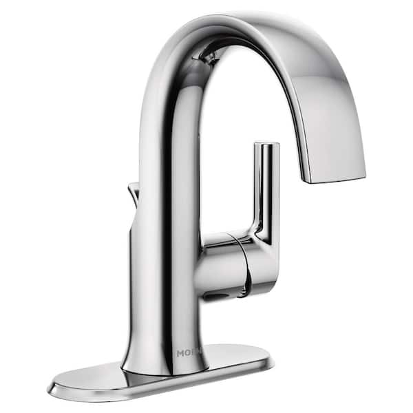 モグワン MOEN Doux Single Hole Single-Handle Bathroom Faucet in Chrome