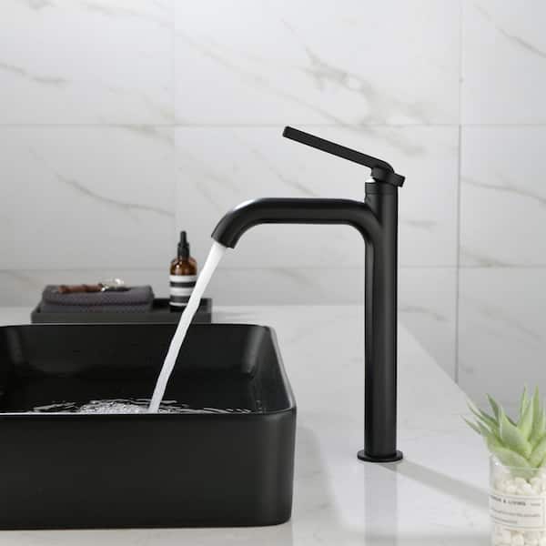 8 in. Widespread Single Level Handle High Arc Single Hole Bathroom Faucet in Black