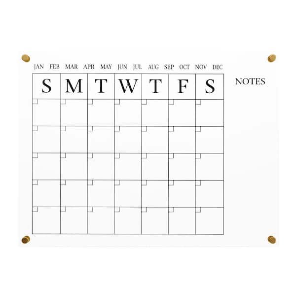 MARTHA STEWART Clear/Black 18W x 0.15D x 24H Wall Calendar Marker Board  BR-AC-4560-BK-CLRBK-MS - The Home Depot