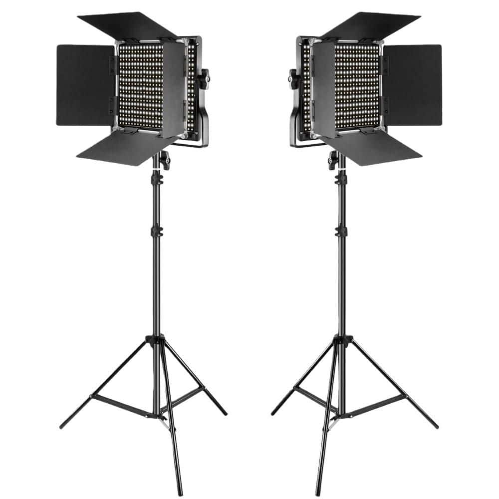 2-Pack LED Video Light and Stand Kit with Bracket, Barndoor, 75 in. Light Stand for Photography, Video Recording, Black price history on PriceWatchPro