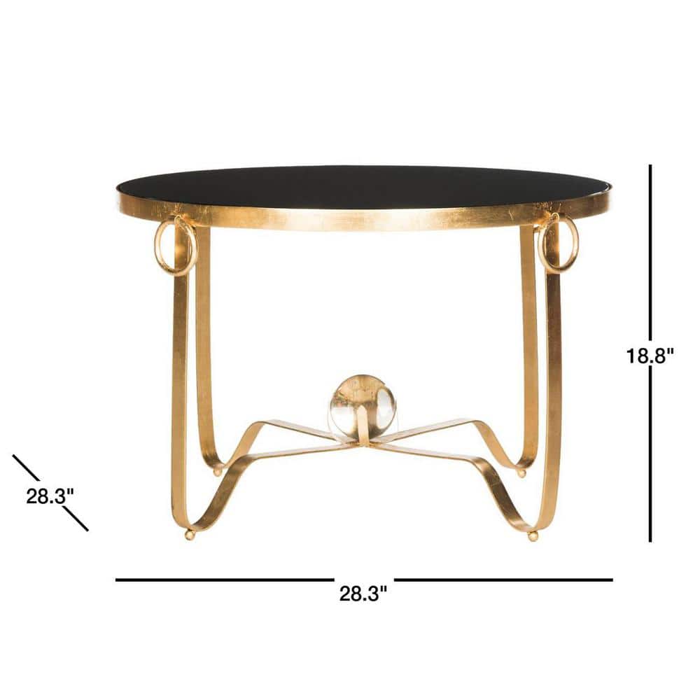Elisha Transitional Round Coffee Table in Gold and Black Glass