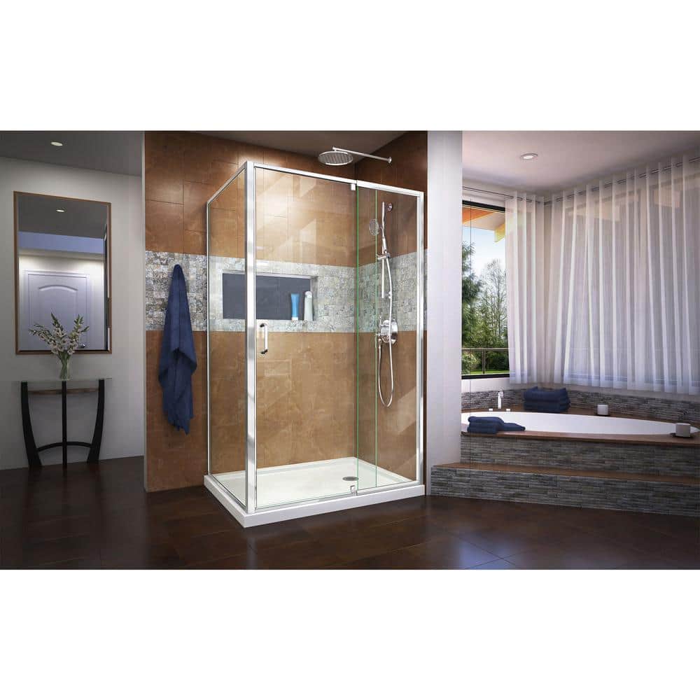 Flex Chrome Semi-Frameless Pivot Shower Door 38-42" W x 72" H