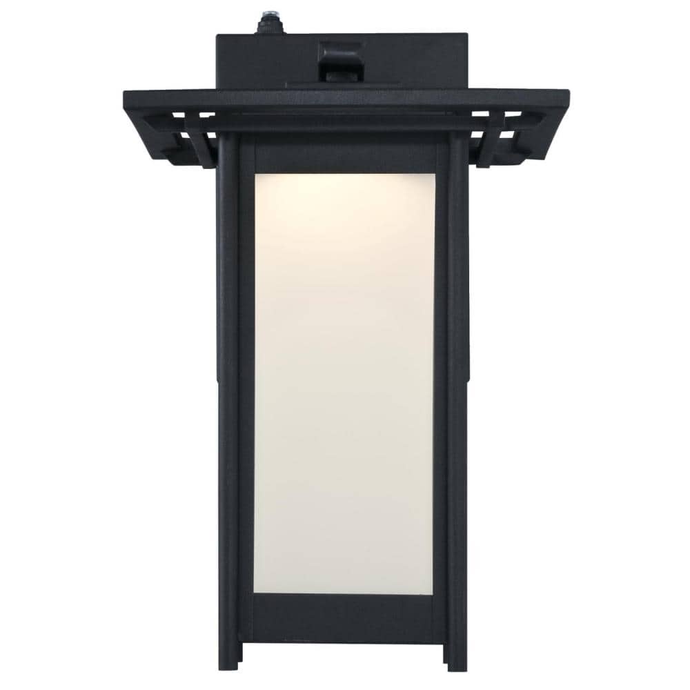 Textured Black Dimmable LED Outdoor Wall Lantern with Frosted Glass