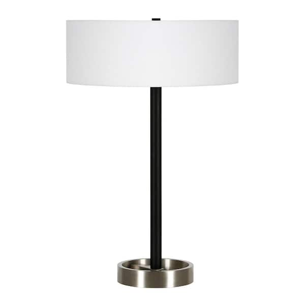 TRUE FINE 23 in. Black Modern Table Lamp with USB Port and White Linen  Shade AD4073T - The Home Depot