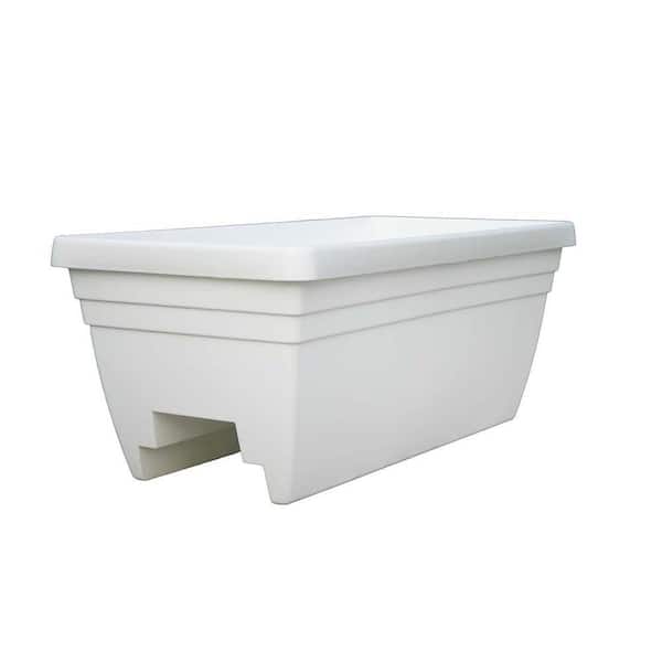 Southern Patio Sonoma Extra Large 23.8 in. x 11.9 in. 25 Qt. White Resin Deck Rail Outdoor Planter