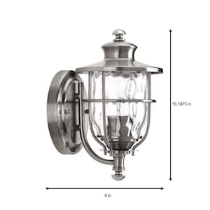 Beacon Collection 1-Light Stainless Steel 10.2 in. Outdoor Wall Lantern Sconce