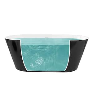 59 in. x 29.5 in. Soaking Bathtub in Black with Drain, Chrome Overflow