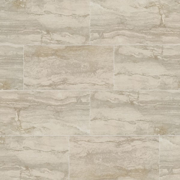 MSI Romagna Ivory 12 in. x 24 in. Polished Porcelain Stone Look Floor and Wall Tile (14 Cases/224 sq. ft./Pallet)