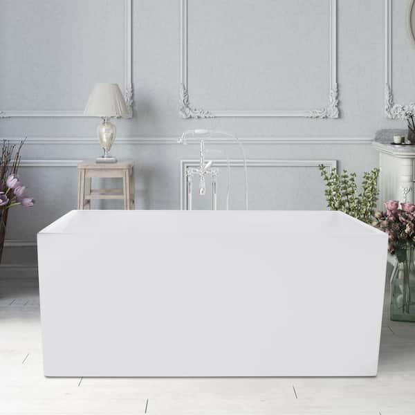 Vanity Art Vannes 47 in. Acrylic Flatbottom Freestanding Bathtub in White