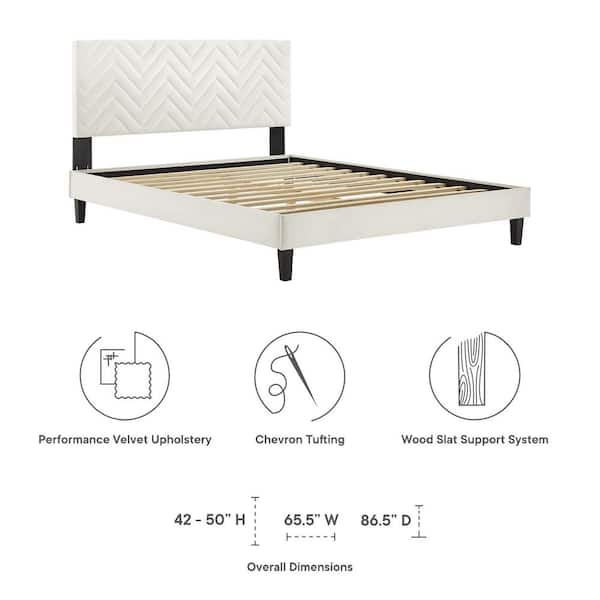 Leah Modern Bone White Upholstered Latte Wood Base Performance