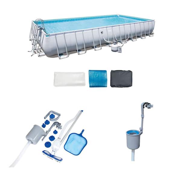 Bestway 31.3 ft. x 16 ft. x 52 in. Pool Set with Vacuum & Maintenance Kit with Skimmer