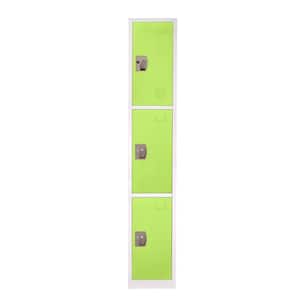 629-Series 72 in. H 3-Tier Steel Key Lock Storage Locker Free Standing Cabinets for Home, School, Gym in Green (2-Pack)