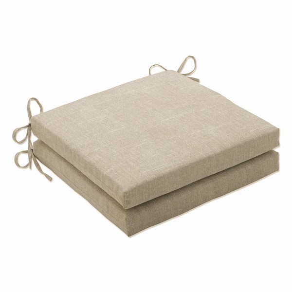Pillow Perfect Solid 20 in. x 20 in. Outdoor Dining Chair Cushion in Ivory (Set of 2)