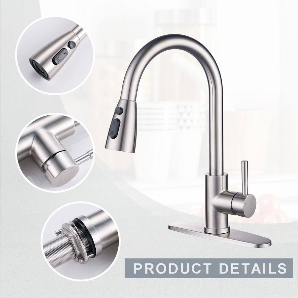 Brushed Nickel Single Handle Pull Down Kitchen Faucet