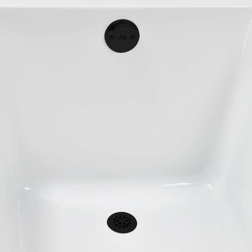 66" x 34" Glossy White Acrylic Soaking Drop-In Bathtub with Matte Black Trim