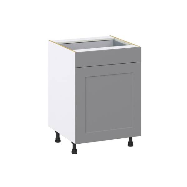 J COLLECTION Bristol Painted Slate Gray Shaker Assembled 2 Waste Bin Pull 1 Draw Kitchen Cabinet (18 in. W x 34.5 in. H x 24 in. D)