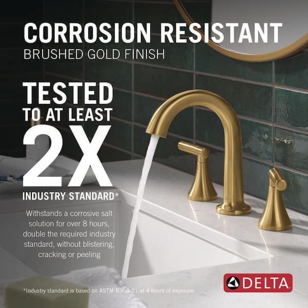 Foundations Design Series Modern 8 in. Widespread 2-Handle Bathroom Sink Faucet Bundle Tub/Shower in Brushed Gold