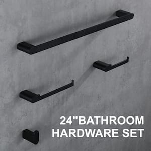 4-Piece Bath Hardware Set with Mounting Hardware Included in Matte Black