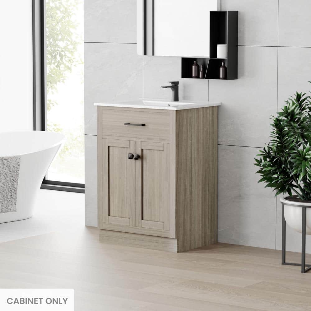 Burdon Weathered Oak Freestanding Bathroom Vanity Cabinet