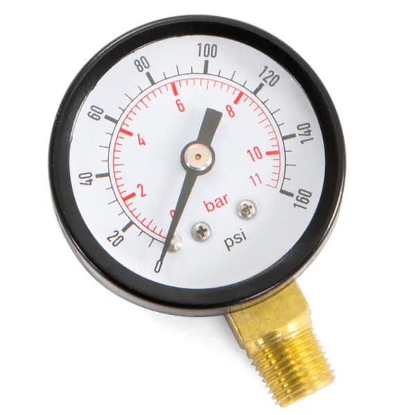 XtremepowerUS 1.5 in. Water Pressure Gauge Bottom Thread 1-1/2 in. Dial 1/8 in. NPT Fitting (0-160 psi)