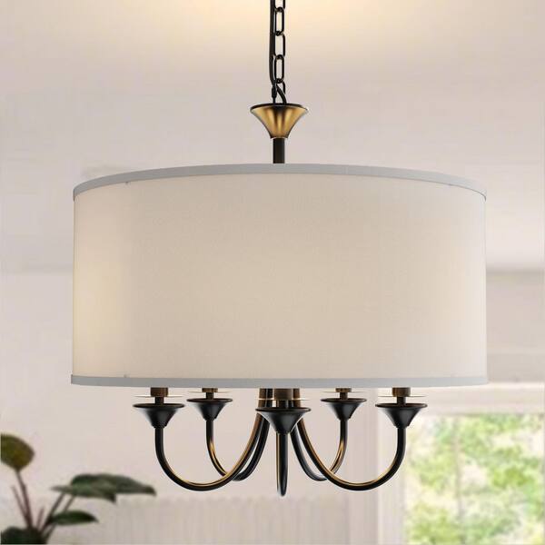 YANSUN 20 in. 5-Light Black Candle Style Empire Chandelier with