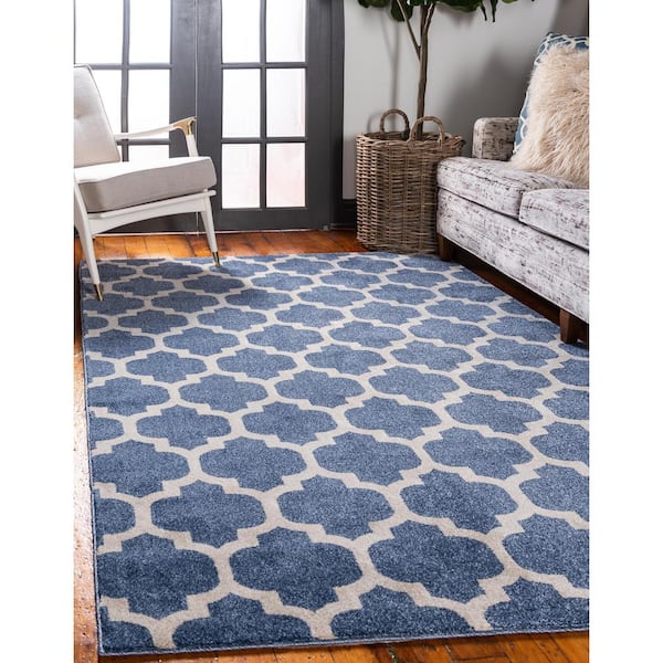Unique Loom Trellis Philadelphia Light Blue/Beige 6' 0 x 9' 0 Area