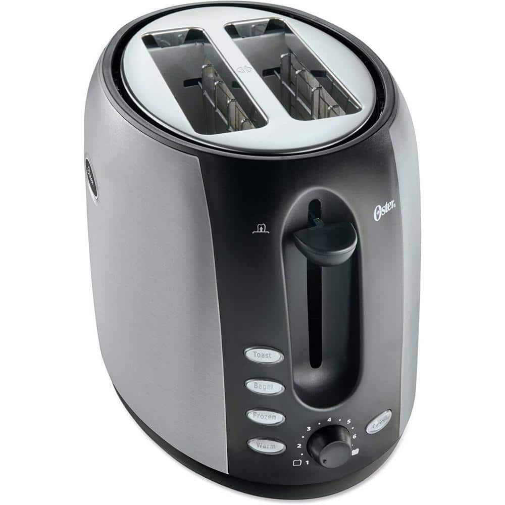 Black and Stainless Steel 2-Slice Wide Slot Toaster