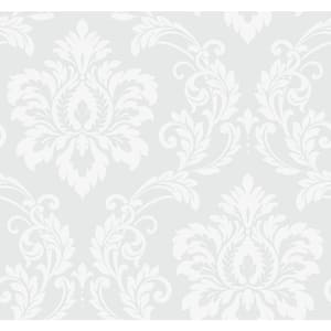 Frosty Deco Damask Paper Un-Pasted Non-Woven Wallpaper Roll 60.75 sq. ft.