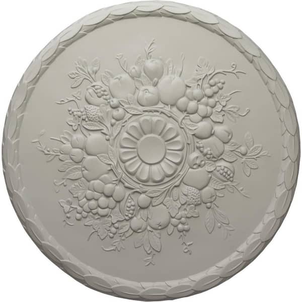 Ekena Millwork 1-1/4 in. x 22-1/2 in. x 22-1/2 in. Polyurethane Anthony Harvest Ceiling Medallion, Pot of Cream