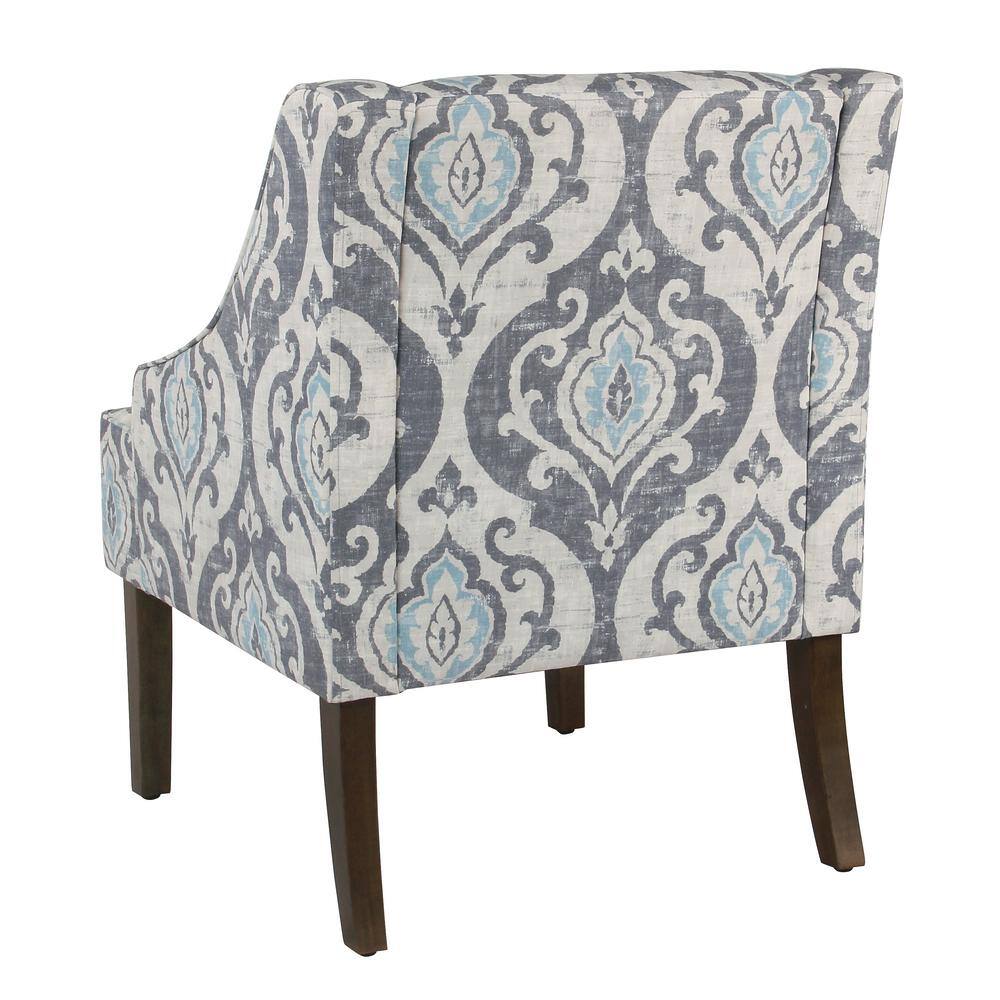 Suri Blue Classic Swoop Accent Chair with Wood Legs