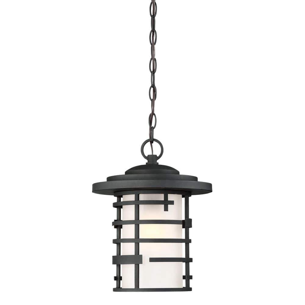 Lansing 16.88 in. 1-Light Textured Black Dimmable Outdoor Pendant Light with Etched Glass and No Bulbs Included price history on PriceWatchPro