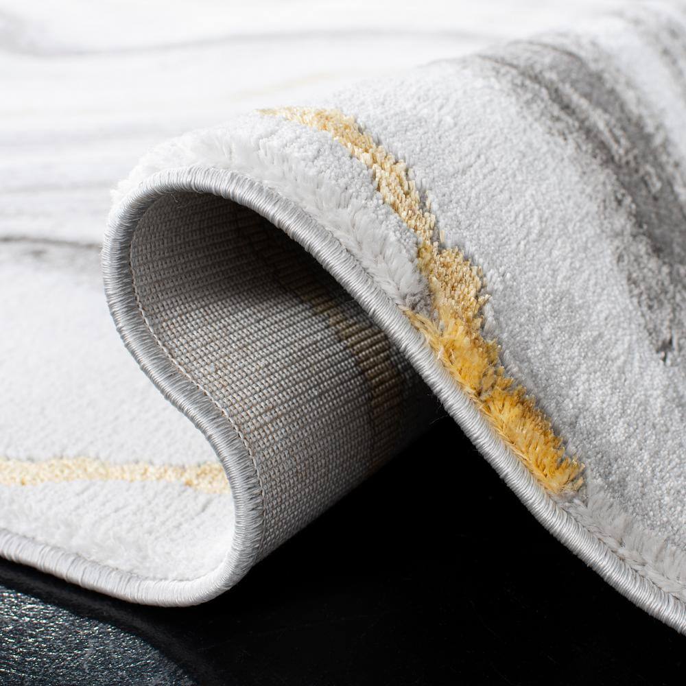 Grey and Gold Abstract 8' x 10' Wool Area Rug