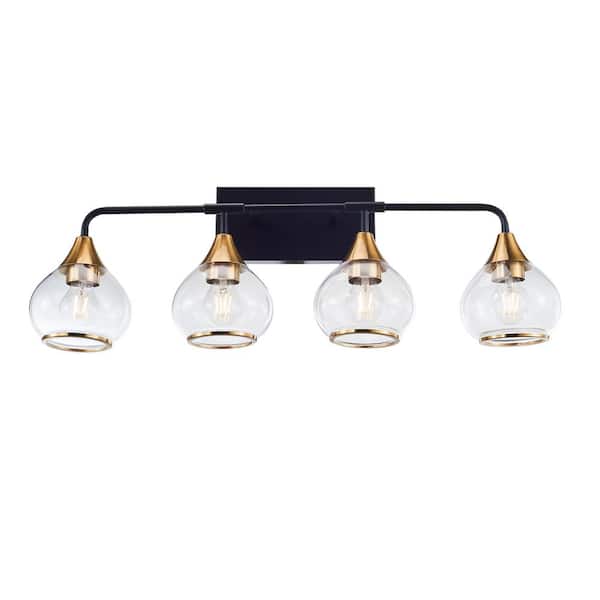 Decorative 30.7 in. 4-Light Bathroom Integrated LED Vanity Light, Black