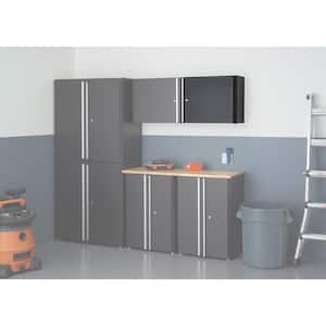 Steel 1-Shelf Wall Mounted Garage Cabinet in Black/Silver (24 in W x 19 in H x 12 in D)