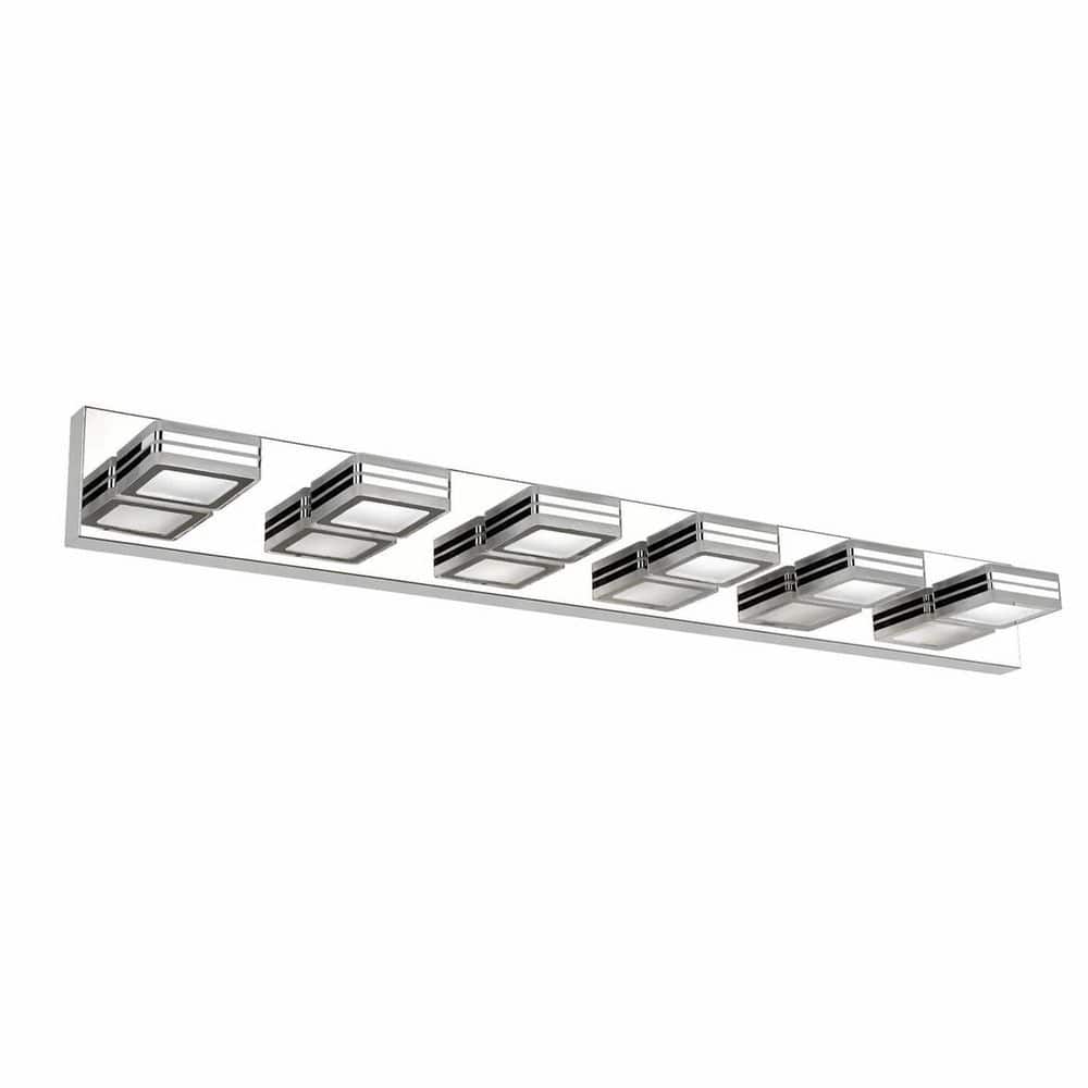 39 In. 6-Light Modern Chrome Bathroom LED Vanity Light with Square Acrylic Lampshades price history on PriceWatchPro