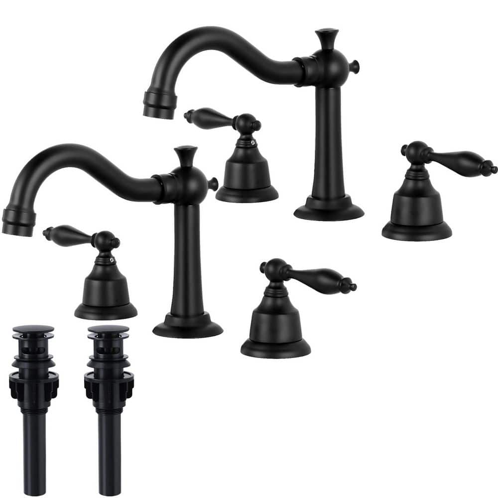 Double Handle 8 in. Widespread Bathroom Faucet 3-Hole Bathroom Sink Faucet 