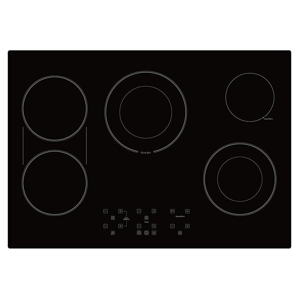 amzchef 30 in. 5-Elements Ceramic Surface Type Electric Cooktop in Black with 16-Heating Levels 8400-Watt and Child Lock