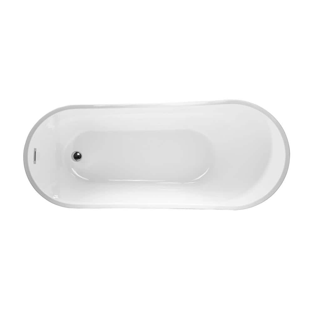 Amara 59'' White Acrylic Freestanding Soaking Bathtub