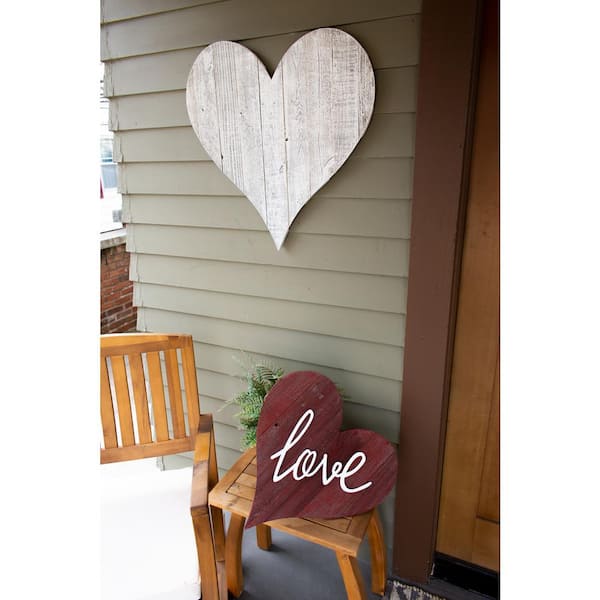 Rustic Farmhouse 8 in. x 8 in. Rustic Red Wood Heart