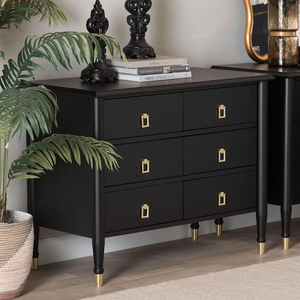 Tamra Black 6-Drawer 39.4 in. Chest of Drawers
