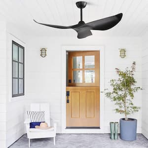 52 in. Indoor/Outdoor Modern Black Ceiling Fan without Light and 6 Speed Remote Control