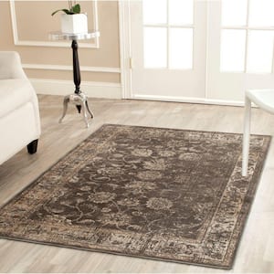 Vintage Soft Anthracite 7 ft. x 9 ft. Distressed Border Area Rug