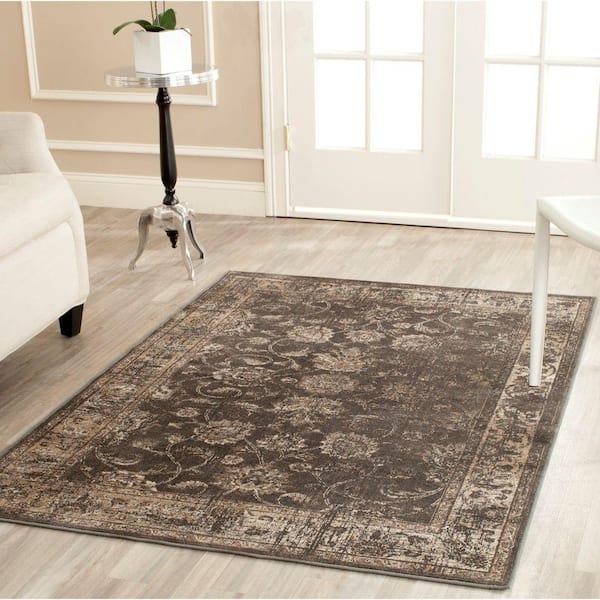 Vintage Soft Anthracite 8 ft. x 8 ft. Square Border Area Rug