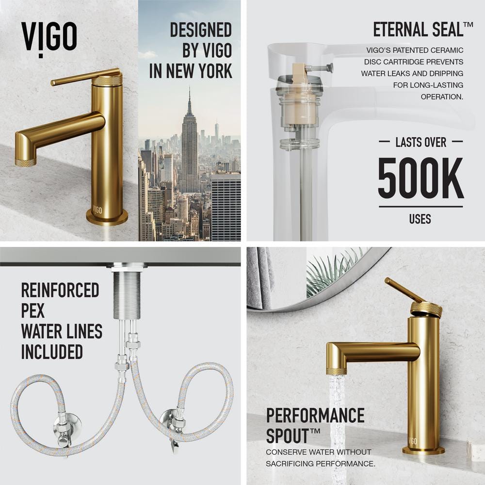 Sterling Matte Brushed Gold Single Handle Bathroom Faucet
