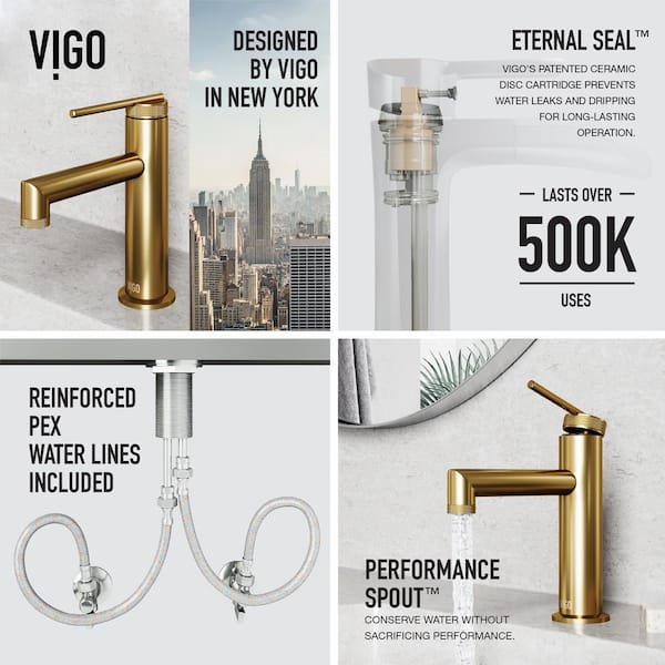 VIGO Cass Two Handle Wall Mount Bathroom Faucet in Matte Brushed Gold  VG05007MG - The Home Depot