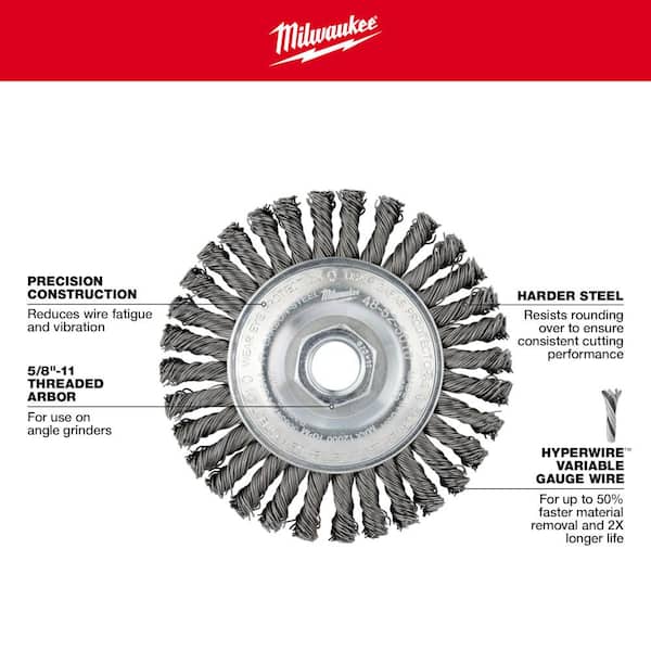 Milwaukee 4 in. x 5/8-11 in. Stainless-Steel Stringer Wheel 48-52-5000 -  The Home Depot