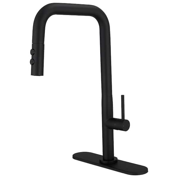 Industrial Single Handle Matte Black 17.3 in. H 2-Func Pull-Down Sprayer Kitchen Faucet W/ 180 Swivel