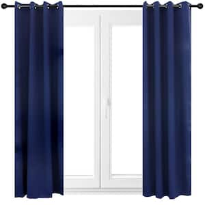 2 Indoor/Outdoor Blackout Curtain Panels with Grommet Top - 52 x 108 in (1.32 x 2.74 m) - Blue
