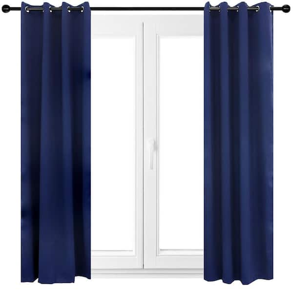 Sunnydaze Decor 2 Indoor/Outdoor Blackout Curtain Panels with Grommet Top - 52 x 108 in (1.32 x 2.74 m) - Blue